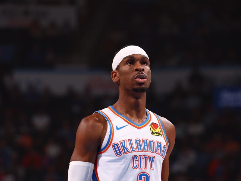 OKLAHOMA CITY, OK - MARCH 14: Shai Gilgeous-Alexander #2 of the Oklahoma City Thunder shoots a free throw during the game against the Dallas Mavericks on March 13, 2024 at Paycom Arena in Oklahoma City, Oklahoma. NOTE TO USER: User expressly acknowledges and agrees that, by downloading and or using this photograph, User is consenting to the terms and conditions of the Getty Images License Agreement. Mandatory Copyright Notice: Copyright 2024 NBAE (Photo by Zach Beeker/NBAE via Getty Images)