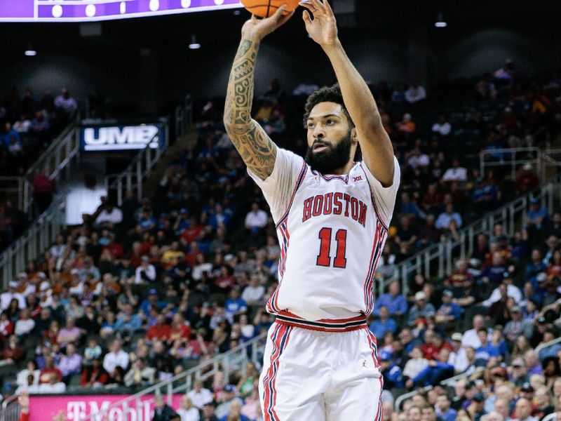 Mar 14, 2024; Kansas City, MO, USA; TCU Horned Frogs guard Trevian Tennyson (11) shoots the ball during the second half against the TCU Horned Frogs at T-Mobile Center. Mandatory Credit: William Purnell-USA TODAY Sports