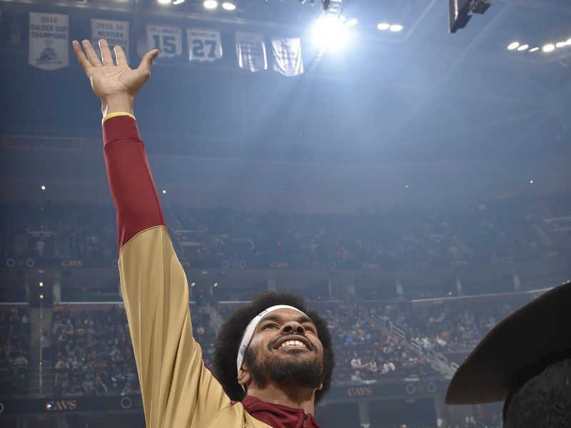 CLEVELAND, OH - APRIL 13: Jarrett Allen #31 of the Cleveland Cavaliers looks on before the game against the Indiana Pacers on April 13, 2025 at Rocket Arena in Cleveland, Ohio. NOTE TO USER: User expressly acknowledges and agrees that, by downloading and/or using this Photograph, user is consenting to the terms and conditions of the Getty Images License Agreement. Mandatory Copyright Notice: Copyright 2025 NBAE (Photo by David Liam Kyle/NBAE via Getty Images)