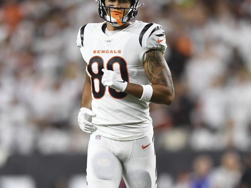 Cincinnati Bengals wide receiver Andrei Iosivas (80) runs for the play during an NFL football game against the Los Angeles Rams on Monday, Sept. 25, 2023, in Cincinnati. (AP Photo/Emilee Chinn)