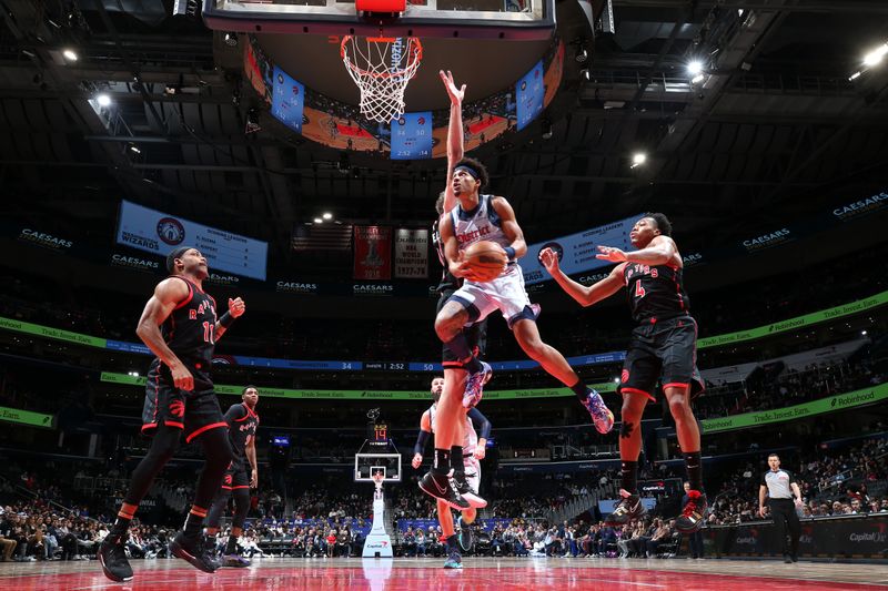 WASHINGTON, DC -?JANUARY 29: Jordan Poole #13 of the Washington Wizards drives to the basket during the game against the Toronto Raptors on January 29, 2025 at Capital One Arena in Washington, DC. NOTE TO USER: User expressly acknowledges and agrees that, by downloading and or using this Photograph, user is consenting to the terms and conditions of the Getty Images License Agreement. Mandatory Copyright Notice: Copyright 2025 NBAE (Photo by Stephen Gosling/NBAE via Getty Images)