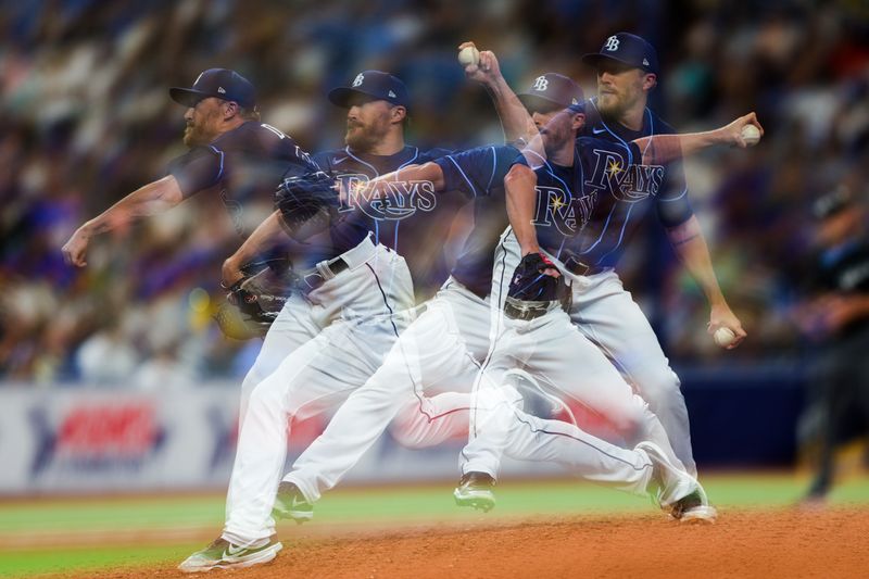 Sep 9, 2023; St. Petersburg, Florida, USA;  Tampa Bay Rays relief pitcher Jake Diekman (30) throws a pitch against the Seattle Mariners in the sixth inning at Tropicana Field. Mandatory Credit: Nathan Ray Seebeck-USA TODAY Sports