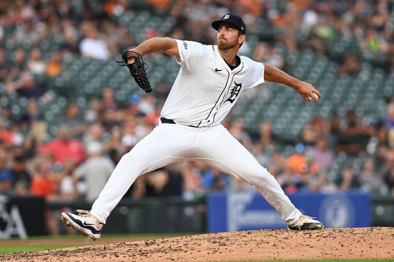 Aug 14, 2024; Detroit, Michigan, USA;  Detroit Tigers pitcher Bryan Sammons (62) throws a pitch against the Seattle Mariners in the fifth inning at Comerica Park. Mandatory Credit: Lon Horwedel-USA TODAY Sports