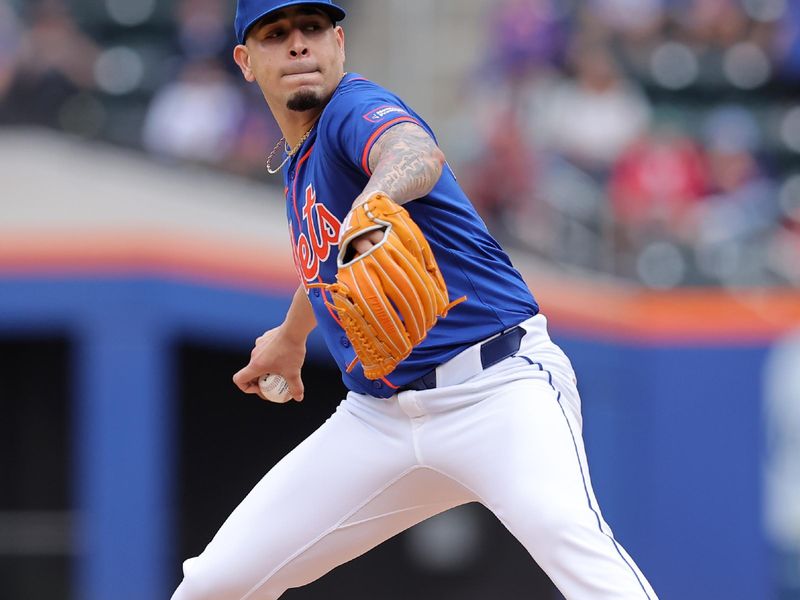 May 14, 2024; New York City, New York, USA; New York Mets starting pitcher Jose Butto (70) pitches against the Philadelphia Phillies during the second inning at Citi Field. Mandatory Credit: Brad Penner-USA TODAY Sports