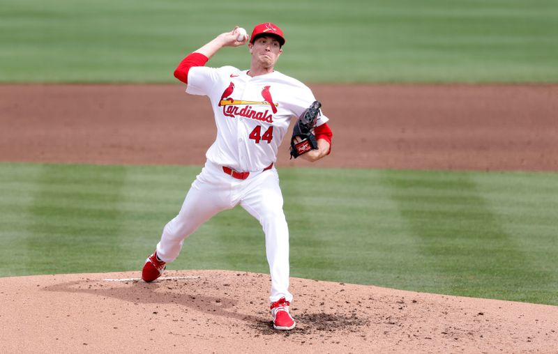 Mar 7, 2024; Jupiter, Florida, USA;  St. Louis Cardinals starting pitcher Kyle Gibson (44) pitches against the Houston Astros in the third inning at Roger Dean Chevrolet Stadium. Mandatory Credit: Rhona Wise-USA TODAY Sports