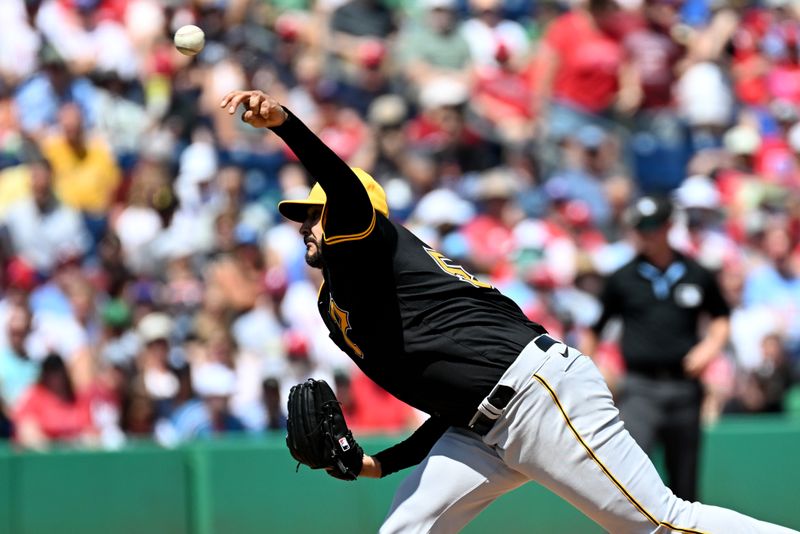 Mar 18, 2024; Clearwater, Florida, USA; Pittsburgh Pirates starting pitcher Martin Perez (54) throws a pitch in the first inning of the spring training game against the Philadelphia Phillies at BayCare Ballpark. Mandatory Credit: Jonathan Dyer-USA TODAY Sports