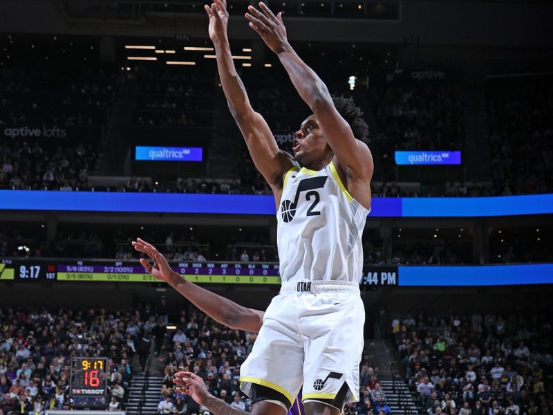 SALT LAKE CITY, UT - JANUARY 13: Colin Sexton #2 of the Utah Jazz shoots the ball during the game against the Los Angeles Lakers on January 13, 2024 at vivint.SmartHome Arena in Salt Lake City, Utah. NOTE TO USER: User expressly acknowledges and agrees that, by downloading and or using this Photograph, User is consenting to the terms and conditions of the Getty Images License Agreement. Mandatory Copyright Notice: Copyright 2024 NBAE (Photo by Melissa Majchrzak/NBAE via Getty Images)