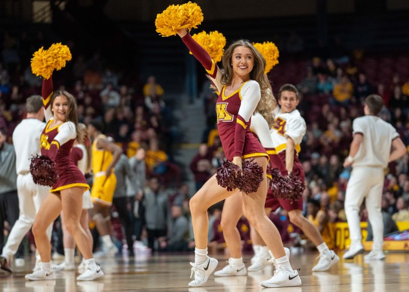 Jan 19, 2023; Minneapolis, Minnesota, USA; the Minnesota Golden Gophers Dance Team performs during a break in the first half against the Purdue Boilermakers at Williams Arena. Mandatory Credit: Matt Blewett-USA TODAY Sports