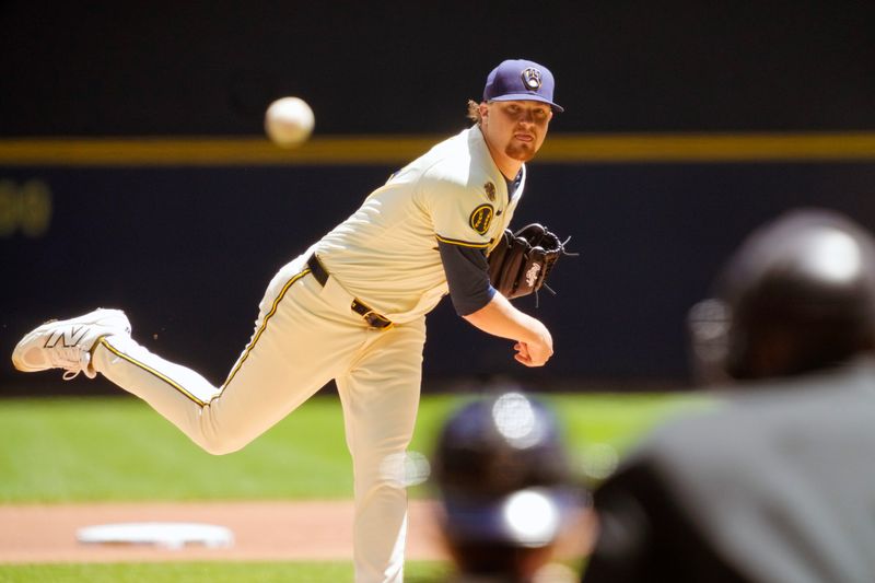 May 26, 2025; Milwaukee, Wisconsin, USA;  Milwaukee Brewers pitcher Chad Patrick (39) throws a pitch during the first inning against the Boston Red Sox at American Family Field. Mandatory Credit: Jeff Hanisch-Imagn Images