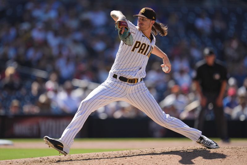 Aug 23, 2023; San Diego, California, USA;  San Diego Padres relief pitcher Josh Hader (71) throws a pitch against the Miami Marlins during the ninth inning at Petco Park. Mandatory Credit: Ray Acevedo-USA TODAY Sports