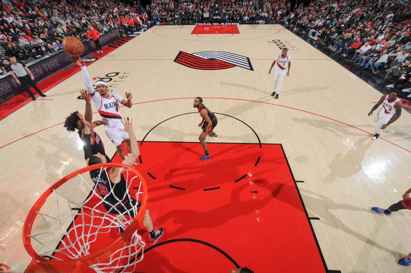 PORTLAND, OR - MARCH 24:  Keon Johnson #6 of the Portland Trail Blazers goes to the basket during the game on March 24, 2023 at the Moda Center Arena in Portland, Oregon. NOTE TO USER: User expressly acknowledges and agrees that, by downloading and or using this photograph, user is consenting to the terms and conditions of the Getty Images License Agreement. Mandatory Copyright Notice: Copyright 2023 NBAE (Photo by Cameron Browne/NBAE via Getty Images)