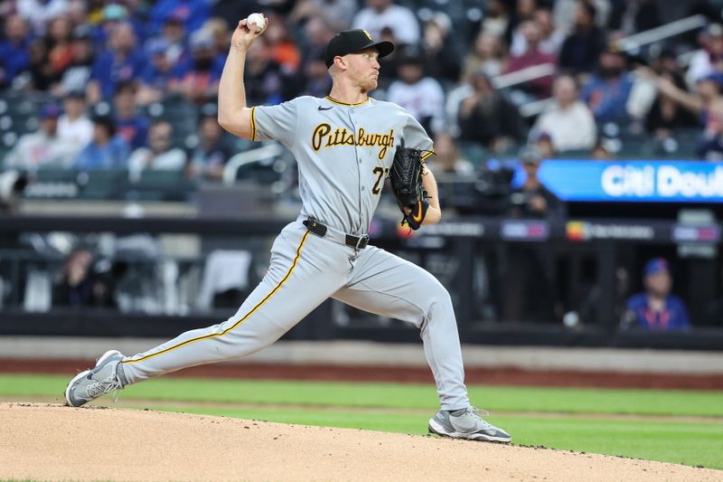 May 13, 2025; New York City, New York, USA; Pittsburgh Pirates starting pitcher Mitch Keller (23) pitches in the first inning against the New York Mets at Citi Field. Mandatory Credit: Wendell Cruz-Imagn Images