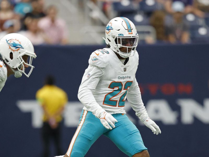 Miami Dolphins safety Elijah Campbell (22) in action during an NFL preseason football game against the Houston Texans, Saturday, Aug. 19, 2023, in Houston. (AP Photo/Tyler Kaufman)