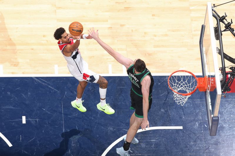 WASHINGTON, DC -? OCTOBER 24: Jordan Poole #13 of the Washington Wizards shoots the ball during the game against the Boston Celtics on October 24, 2024 at Capital One Arena in Washington, DC. NOTE TO USER: User expressly acknowledges and agrees that, by downloading and or using this Photograph, user is consenting to the terms and conditions of the Getty Images License Agreement. Mandatory Copyright Notice: Copyright 2024 NBAE (Photo by Stephen Gosling/NBAE via Getty Images)