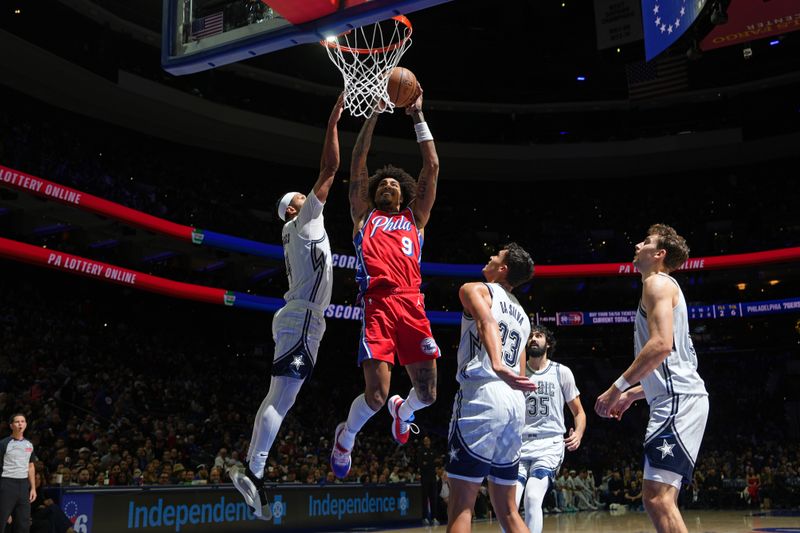 PHILADELPHIA, PA - DECEMBER 6: Kelly Oubre Jr. #9 of the Philadelphia 76ers drives to the basket during the game against the Orlando Magic on December 6, 2024 at the Wells Fargo Center in Philadelphia, Pennsylvania NOTE TO USER: User expressly acknowledges and agrees that, by downloading and/or using this Photograph, user is consenting to the terms and conditions of the Getty Images License Agreement. Mandatory Copyright Notice: Copyright 2024 NBAE (Photo by Jesse D. Garrabrant/NBAE via Getty Images)