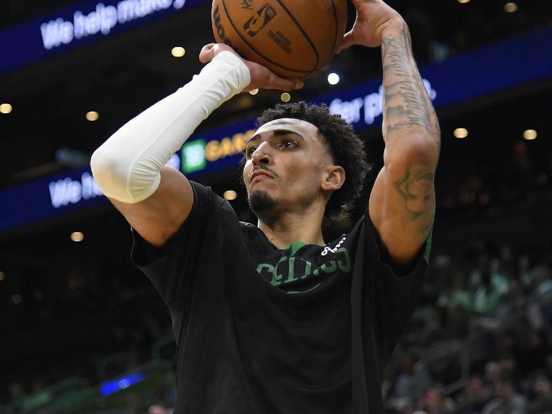 BOSTON, MA - MARCH 5: Miles Norris of the Boston Celtics warms up before the game against the Portland Trail Blazers on March 5, 2025 at TD Garden in Boston, Massachusetts. NOTE TO USER: User expressly acknowledges and agrees that, by downloading and/or using this Photograph, user is consenting to the terms and conditions of the Getty Images License Agreement. Mandatory Copyright Notice: Copyright 2025 NBAE (Photo by Brian Babineau/NBAE via Getty Images)