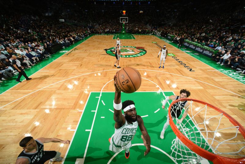 BOSTON, MA - JANUARY 17: Neemias Queta #88 of the Boston Celtics shoots the ball during the game against the San Antonio Spurs on January 17, 2024 at the TD Garden in Boston, Massachusetts. NOTE TO USER: User expressly acknowledges and agrees that, by downloading and or using this photograph, User is consenting to the terms and conditions of the Getty Images License Agreement. Mandatory Copyright Notice: Copyright 2024 NBAE  (Photo by Brian Babineau/NBAE via Getty Images)