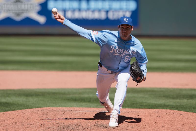 Apr 21, 2024; Kansas City, Missouri, USA; Kansas City Royals pitcher Seth Lugo (67) pitches during the fifth inning against the Baltimore Orioles at Kauffman Stadium. Mandatory Credit: William Purnell-USA TODAY Sports