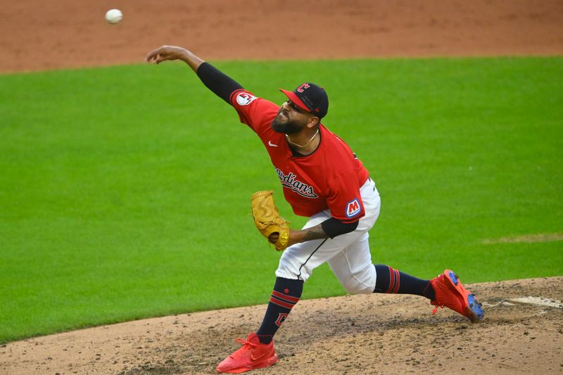 Aug 5, 2024; Cleveland, Ohio, USA; Cleveland Guardians relief pitcher Pedro Avila (60) delivers a pitch in the the sixth inning against the Arizona Diamondbacks at Progressive Field. Mandatory Credit: David Richard-USA TODAY Sports