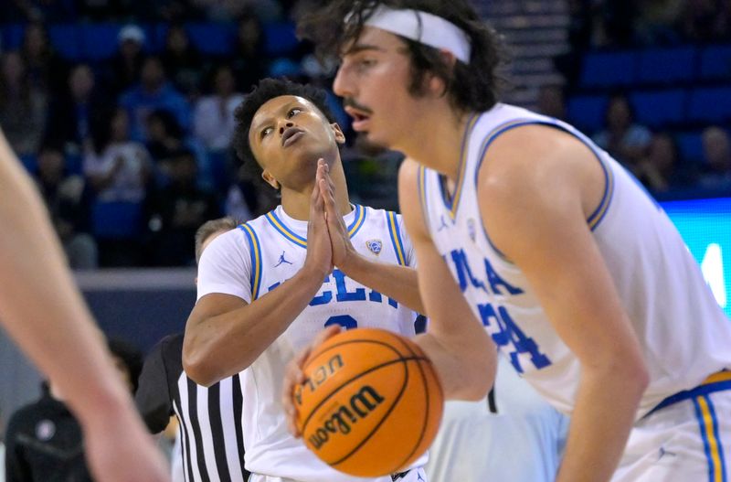 Feb 16, 2023; Los Angeles, California, USA;   UCLA Bruins guard Jaylen Clark (0) gestures after defeating the Stanford Cardinal at Pauley Pavilion presented by Wescom. Mandatory Credit: Jayne Kamin-Oncea-USA TODAY Sports