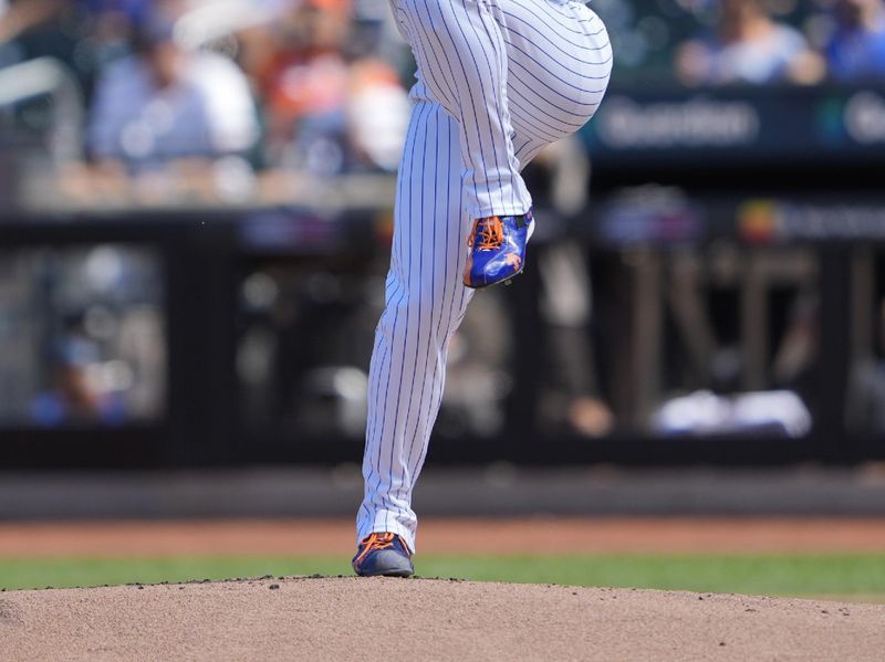 Aug 31, 2025; New York City, New York, USA; New York Mets pitcher Kodai Senga (34) delivers a pitch against the Miami Marlins during the second at Citi Field. Mandatory Credit: Gregory Fisher-Imagn Images