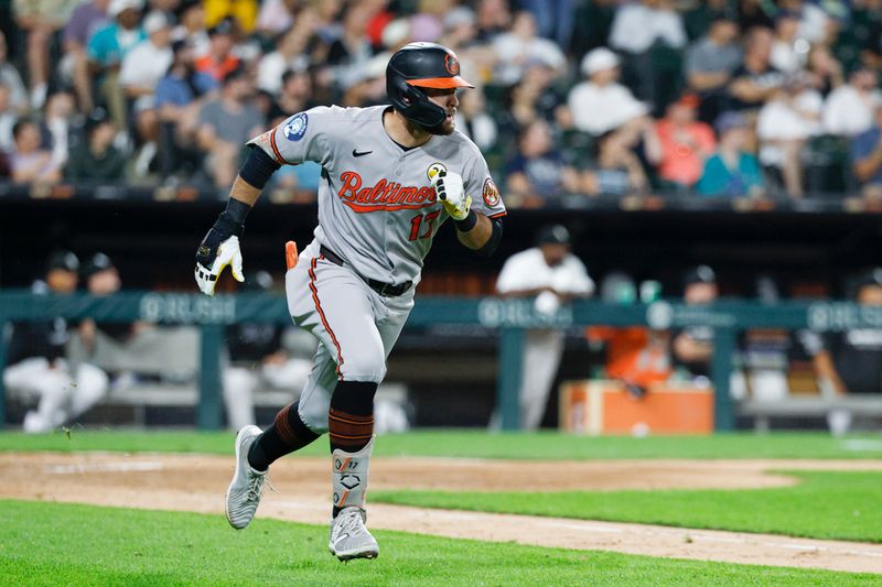 Sep 15, 2025; Chicago, Illinois, USA; Baltimore Orioles center fielder Colton Cowser (17) rounds the bases after hitting a three-run home run against the Chicago White Sox during the sixth inning at Rate Field. Mandatory Credit: Kamil Krzaczynski-Imagn Images
