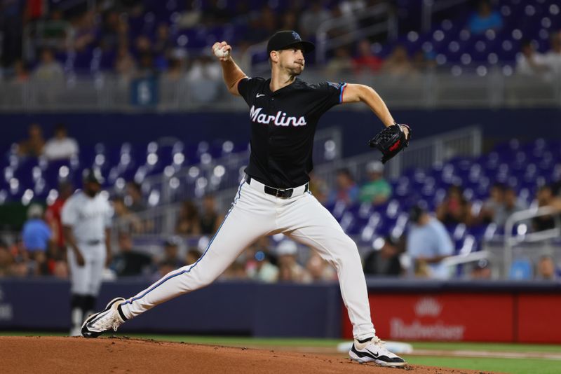 Jul 5, 2024; Miami, Florida, USA; Miami Marlins starting pitcher Bryan Hoeing (78) delivers a pitch against the Chicago White Sox during the first inning at loanDepot Park. Mandatory Credit: Sam Navarro-USA TODAY Sports