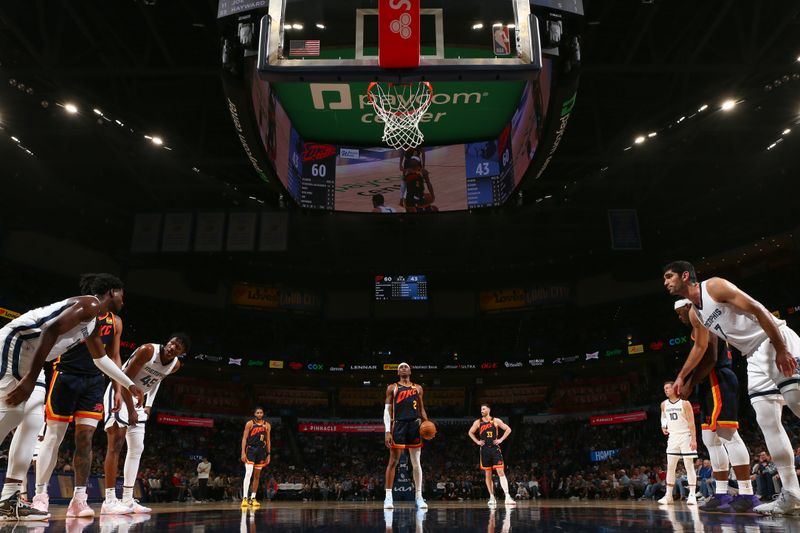 OKLAHOMA CITY, OK - MARCH 10: Shai Gilgeous-Alexander #2 of the Oklahoma City Thunder prepares to shoot a free throw during the game against the Memphis Grizzlies on March 10, 2024 at Paycom Arena in Oklahoma City, Oklahoma. NOTE TO USER: User expressly acknowledges and agrees that, by downloading and or using this photograph, User is consenting to the terms and conditions of the Getty Images License Agreement. Mandatory Copyright Notice: Copyright 2024 NBAE (Photo by Zach Beeker/NBAE via Getty Images)