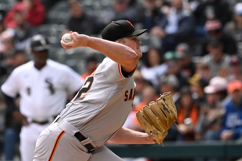 Apr 5, 2023; Chicago, Illinois, USA;  San Francisco Giants starting pitcher Logan Webb (62) delivers against there Chicago White Sox during the first inning at Guaranteed Rate Field. Mandatory Credit: Matt Marton-USA TODAY Sports