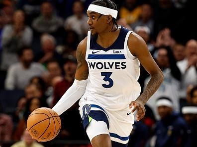 MINNEAPOLIS, MINNESOTA - NOVEMBER 01: Jaden McDaniels #3 of the Minnesota Timberwolves dribbles the ball against the Denver Nuggets in the second quarter at Target Center on November 01, 2023 in Minneapolis, Minnesota. The Timberwolves defeated the Nuggets 110-89. NOTE TO USER: User expressly acknowledges and agrees that, by downloading and or using this photograph, User is consenting to the terms and conditions of the Getty Images License Agreement. (Photo by David Berding/Getty Images)