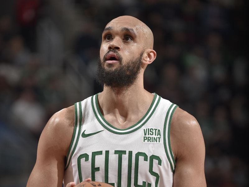 CLEVELAND, OH - MARCH 5: Derrick White #9 of the Boston Celtics shoots a free throw during the game against the Cleveland Cavaliers on March 5, 2024 at Rocket Mortgage FieldHouse in Cleveland, Ohio. NOTE TO USER: User expressly acknowledges and agrees that, by downloading and/or using this Photograph, user is consenting to the terms and conditions of the Getty Images License Agreement. Mandatory Copyright Notice: Copyright 2024 NBAE (Photo by David Liam Kyle/NBAE via Getty Images)