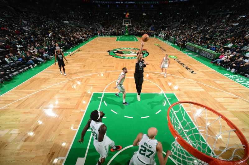 BOSTON, MA - FEBRUARY 14: Jalen Wilson #22 of the Brooklyn Nets shoots the ball during the game against the Boston Celtics on February 14, 2024 at the TD Garden in Boston, Massachusetts. NOTE TO USER: User expressly acknowledges and agrees that, by downloading and or using this photograph, User is consenting to the terms and conditions of the Getty Images License Agreement. Mandatory Copyright Notice: Copyright 2024 NBAE  (Photo by Brian Babineau/NBAE via Getty Images)