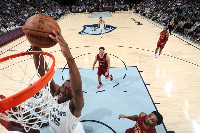 MEMPHIS, TN - FEBRUARY 1:  Trey Jemison #55 of the Memphis Grizzlies drives to the basket during the game  against the Cleveland Cavaliers on February 1, 2024 at FedExForum in Memphis, Tennessee. NOTE TO USER: User expressly acknowledges and agrees that, by downloading and or using this photograph, User is consenting to the terms and conditions of the Getty Images License Agreement. Mandatory Copyright Notice: Copyright 2024 NBAE (Photo by Joe Murphy/NBAE via Getty Images)