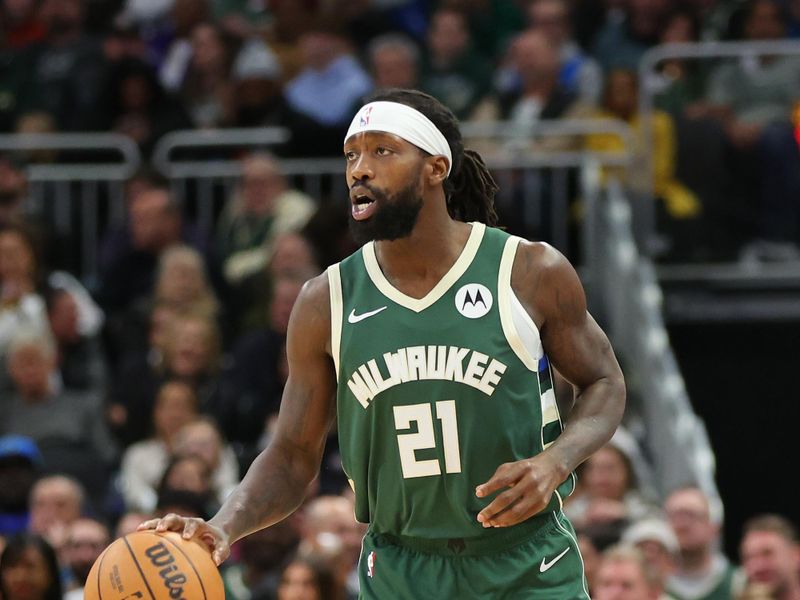 MILWAUKEE, WISCONSIN - FEBRUARY 09: Patrick Beverley #22 of the Milwaukee Bucks handles the ball during a game against the Charlotte Hornets at Fiserv Forum on February 09, 2024 in Milwaukee, Wisconsin. NOTE TO USER: User expressly acknowledges and agrees that, by downloading and or using this photograph, User is consenting to the terms and conditions of the Getty Images License Agreement. (Photo by Stacy Revere/Getty Images)