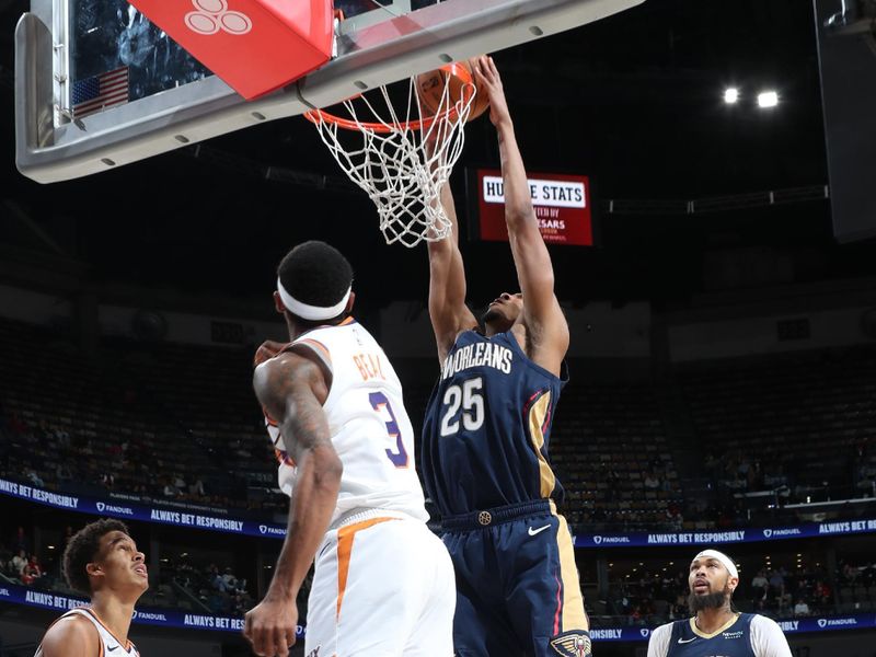 NEW ORLEANS, LA - DECEMBER 5: Trey Murphy III #25 of the New Orleans Pelicans dunks the ball during the game against the Phoenix Suns on December 5, 2024 at the Smoothie King Center in New Orleans, Louisiana. NOTE TO USER: User expressly acknowledges and agrees that, by downloading and or using this Photograph, user is consenting to the terms and conditions of the Getty Images License Agreement. Mandatory Copyright Notice: Copyright 2024 NBAE (Photo by Layne Murdoch Jr./NBAE via Getty Images)