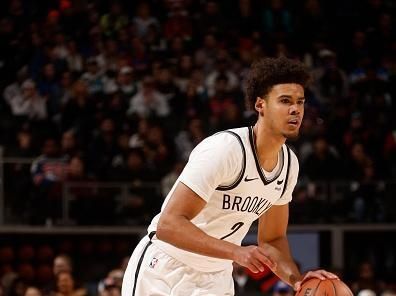 DETROIT, MI - DECEMBER 26:  Cameron Johnson #2 of the Brooklyn Nets handles the ball during the game against the Detroit Pistons on December 26, 2023 at Little Caesars Arena in Detroit, Michigan. NOTE TO USER: User expressly acknowledges and agrees that, by downloading and/or using this photograph, User is consenting to the terms and conditions of the Getty Images License Agreement. Mandatory Copyright Notice: Copyright 2023 NBAE (Photo by Brian Sevald/NBAE via Getty Images)