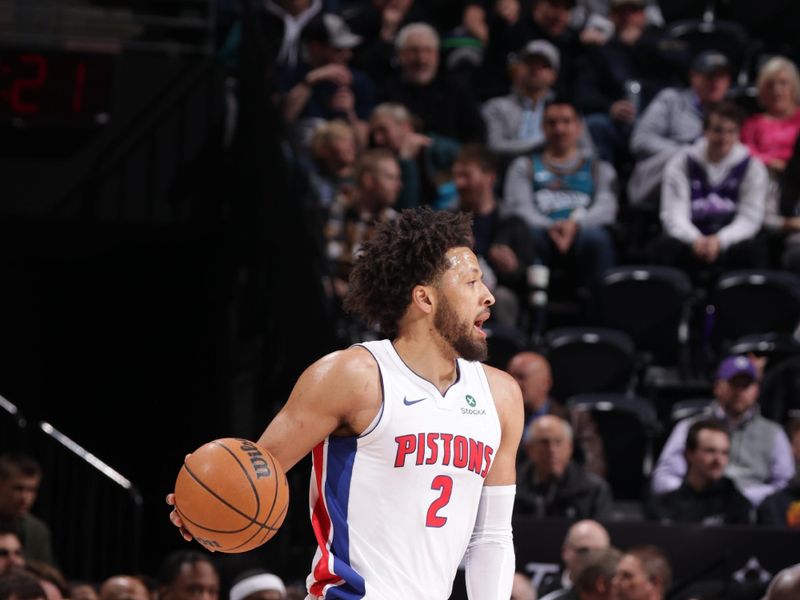 SALT LAKE CITY, UT - MARCH 3: Cade Cunningham #2 of the Detroit Pistons dribbles the ball during the game against the Utah Jazz  on March 3, 2025 at Delta Center in Salt Lake City, Utah. NOTE TO USER: User expressly acknowledges and agrees that, by downloading and or using this Photograph, User is consenting to the terms and conditions of the Getty Images License Agreement. Mandatory Copyright Notice: Copyright 2025 NBAE (Photo by Melissa Majchrzak/NBAE via Getty Images)