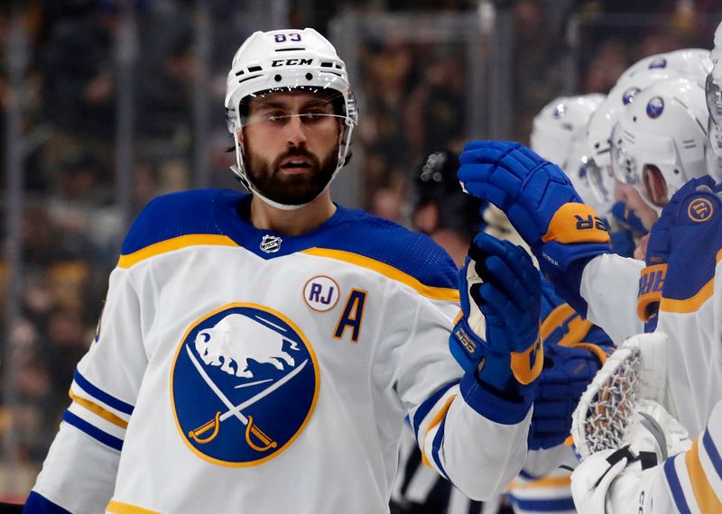 Jan 6, 2024; Pittsburgh, Pennsylvania, USA;  Buffalo Sabres right wing Alex Tuch (89) celebrates with the Sabres bench after scoring a goal against the Pittsburgh Penguins during the first period at PPG Paints Arena. Mandatory Credit: Charles LeClaire-USA TODAY Sports