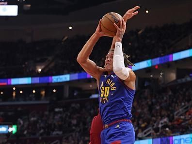 CLEVELAND, OH - NOVEMBER 19: Aaron Gordon #50 of the Denver Nuggets dunks the ball during the game against the Cleveland Cavaliers on November 19, 2023 at Rocket Mortgage FieldHouse in Cleveland, Ohio. NOTE TO USER: User expressly acknowledges and agrees that, by downloading and/or using this Photograph, user is consenting to the terms and conditions of the Getty Images License Agreement. Mandatory Copyright Notice: Copyright 2023 NBAE (Photo by Lauren Leigh Bacho/NBAE via Getty Images)