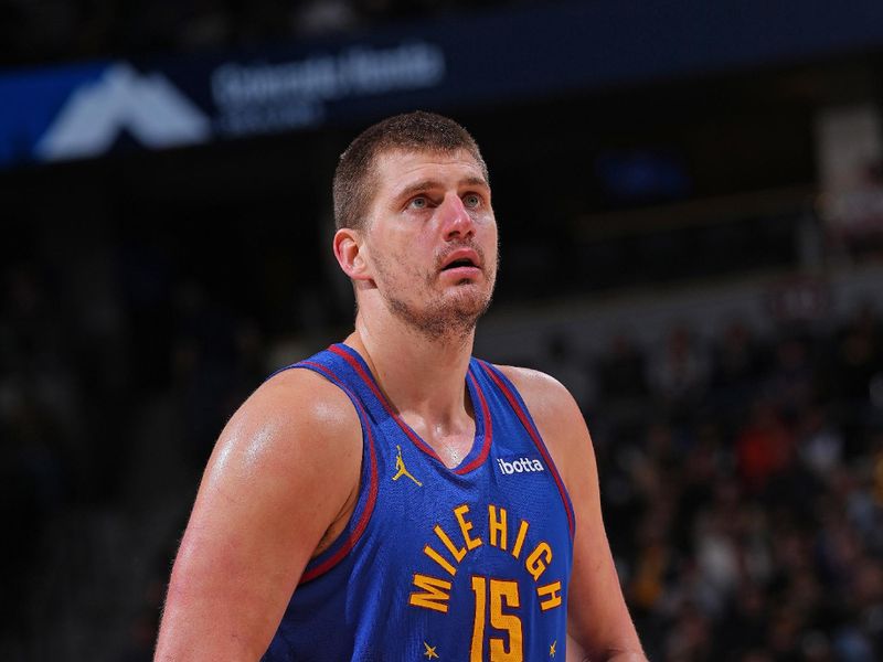 DENVER, CO - JANUARY 5: Nikola Jokic #15 of the Denver Nuggets shoots the ball during the game against the Orlando Magic on January 5, 2024 at the Ball Arena in Denver, Colorado. NOTE TO USER: User expressly acknowledges and agrees that, by downloading and/or using this Photograph, user is consenting to the terms and conditions of the Getty Images License Agreement. Mandatory Copyright Notice: Copyright 2024 NBAE (Photo by Bart Young/NBAE via Getty Images)