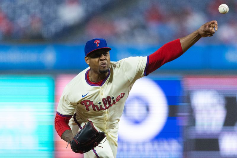 Apr 3, 2024; Philadelphia, Pennsylvania, USA; Philadelphia Phillies relief pitcher Gregory Soto (30) throws a pitch during the eighth inning against the Cincinnati Reds at Citizens Bank Park. Mandatory Credit: Bill Streicher-USA TODAY Sports