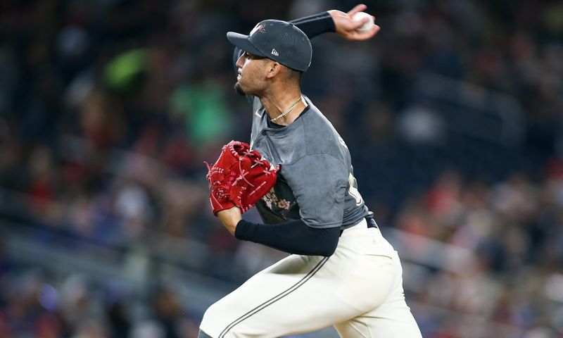 Aug 30, 2024; Washington, District of Columbia, USA; Washington Nationals pitcher Orlando Ribalta (64) pitches during the ninth inning against the Chicago Cubs at Nationals Park. Mandatory Credit: Daniel Kucin Jr.-USA TODAY Sports


