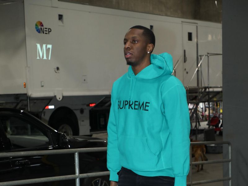 PORTLAND, OR - MARCH 13:  Onyeka Okongwu #17 of the Atlanta Hawks arrives to the arena before the game on March 13, 2024 at the Moda Center Arena in Portland, Oregon. NOTE TO USER: User expressly acknowledges and agrees that, by downloading and or using this photograph, user is consenting to the terms and conditions of the Getty Images License Agreement. Mandatory Copyright Notice: Copyright 2024 NBAE (Photo by Cameron Browne/NBAE via Getty Images)