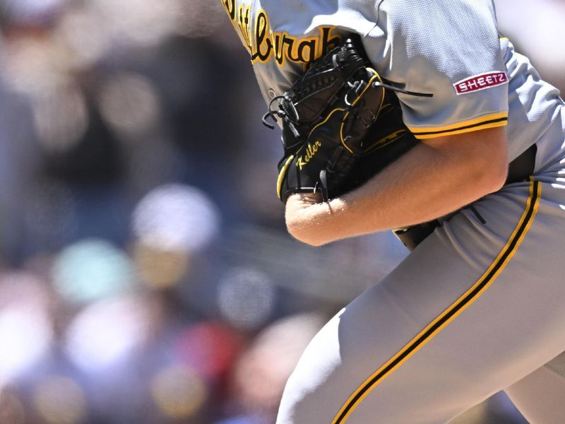 Jun 9, 2024; San Diego, California, USA; Pittsburgh Pirates pitcher Mitch Keller (23)  throws against the San Diego Padres during the first inning at Petco Park. Mandatory Credit: Denis Poroy-USA TODAY Sports at Petco Park. 