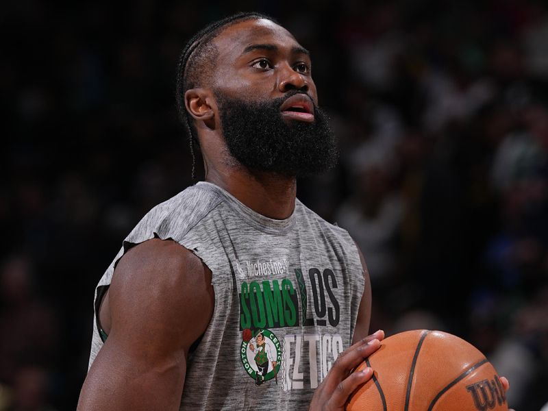 DENVER, CO - MARCH 7: Jaylen Brown #7 of the Boston Celtics warms up before the game against the Denver Nuggets on March 7, 2024 at the Ball Arena in Denver, Colorado. NOTE TO USER: User expressly acknowledges and agrees that, by downloading and/or using this Photograph, user is consenting to the terms and conditions of the Getty Images License Agreement. Mandatory Copyright Notice: Copyright 2024 NBAE (Photo by Bart Young/NBAE via Getty Images)