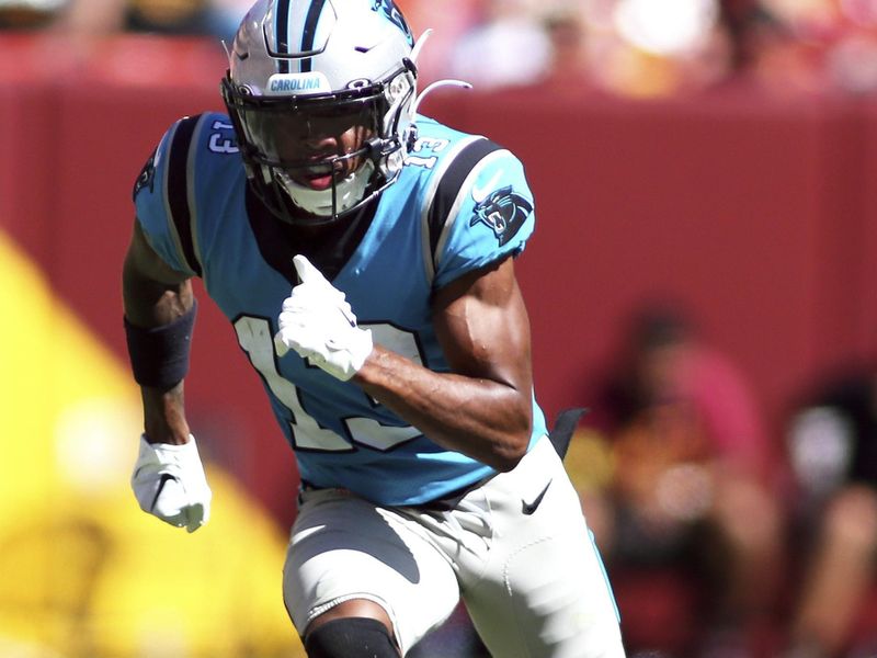 Carolina Panthers wide receiver Ra'Shaun Henry (13) runs during an NFL preseason football game against the Washington Commanders, Saturday, Aug. 13, 2022 in Landover. (AP Photo/Daniel Kucin Jr.)