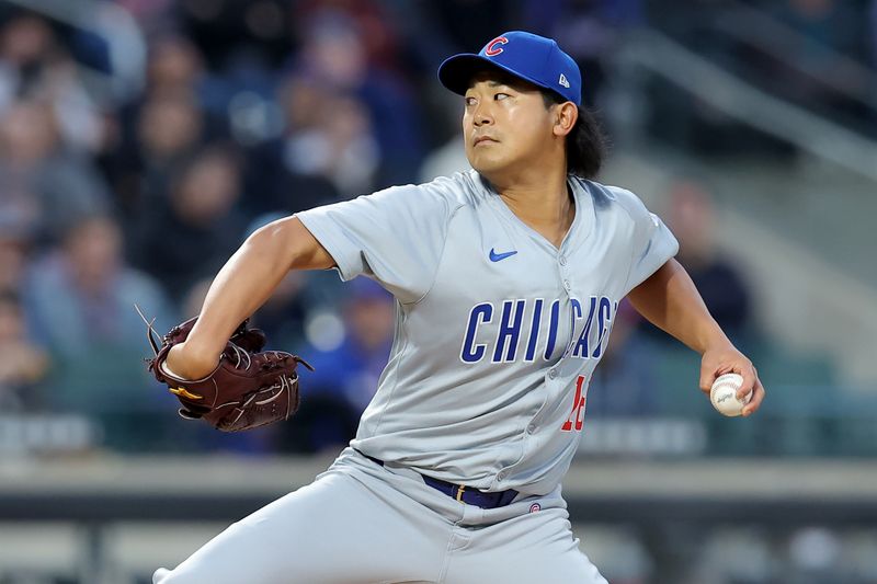 May 1, 2024; New York City, New York, USA; Chicago Cubs starting pitcher Shota Imanaga (18) pitches against the New York Mets during the second inning at Citi Field. Mandatory Credit: Brad Penner-USA TODAY Sports