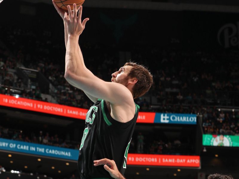 CHARLOTTE, NC - APRIL 1: Luke Kornet #40 of the Boston Celtics drives to the basket during the game against the Charlotte Hornets on April 1, 2024 at Spectrum Center in Charlotte, North Carolina. NOTE TO USER: User expressly acknowledges and agrees that, by downloading and or using this photograph, User is consenting to the terms and conditions of the Getty Images License Agreement. Mandatory Copyright Notice: Copyright 2024 NBAE (Photo by Kent Smith/NBAE via Getty Images)