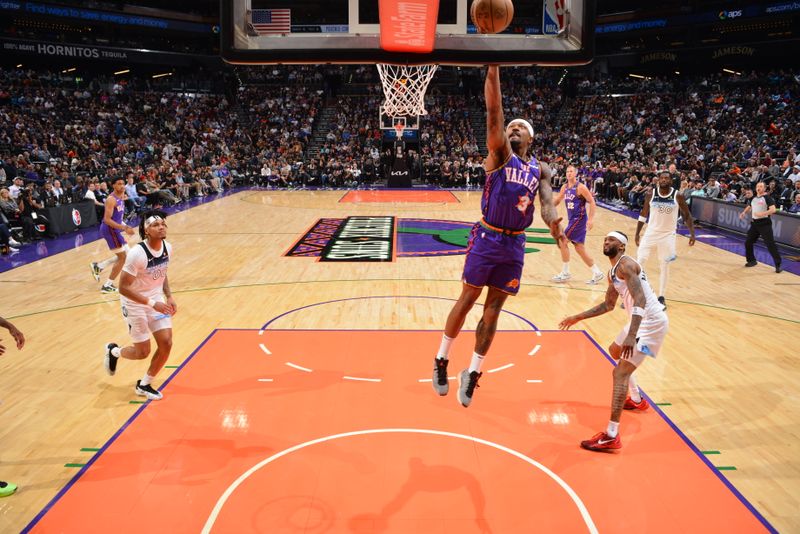 PHOENIX, AZ - MARCH 2:  Bradley Beal #3 of the Phoenix Suns shoots the ball during the game against the Minnesota Timberwolves on March 2, 2025 at PHX Arena in Phoenix, Arizona. NOTE TO USER: User expressly acknowledges and agrees that, by downloading and or using this photograph, user is consenting to the terms and conditions of the Getty Images License Agreement. Mandatory Copyright Notice: Copyright 2025 NBAE (Photo by Barry Gossage/NBAE via Getty Images)