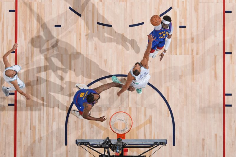 DENVER, CO - MARCH 29: Reggie Jackson #7 of the Denver Nuggets drives to the basket during the game against the Minnesota Timberwolves on March 29, 2024 at the Ball Arena in Denver, Colorado. NOTE TO USER: User expressly acknowledges and agrees that, by downloading and/or using this Photograph, user is consenting to the terms and conditions of the Getty Images License Agreement. Mandatory Copyright Notice: Copyright 2024 NBAE (Photo by Bart Young/NBAE via Getty Images)